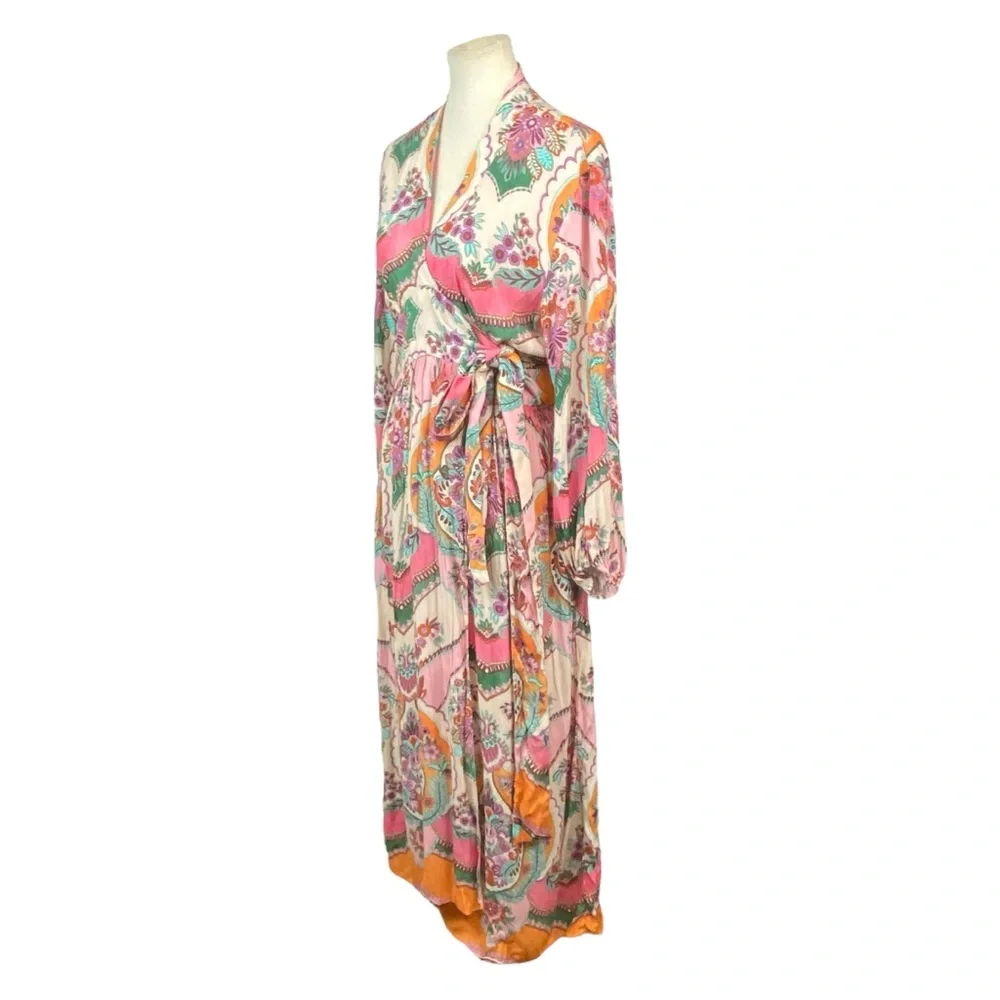 Elegant Multicolor Wrap Dress - Picture 5 of 6